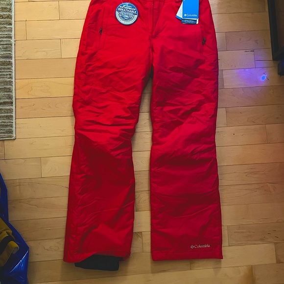 New Columbia Mens Bugaboo II Snow Pants, Red - Picture 2 of 3